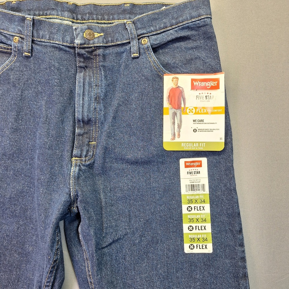 Wrangler Five Star Premium Regular Fit Flex Jeans Dark Wash 35x34 1096FXVMF